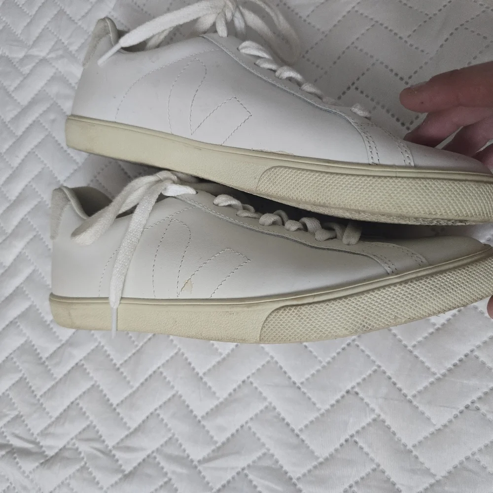 Veja Esplar Leather White Sneakers Shoes - Picture 8 of 9